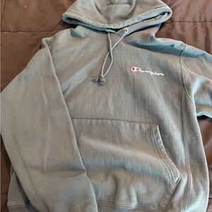 Champion Blue Hoodie Sweatshirt Soft Cotton Blend
